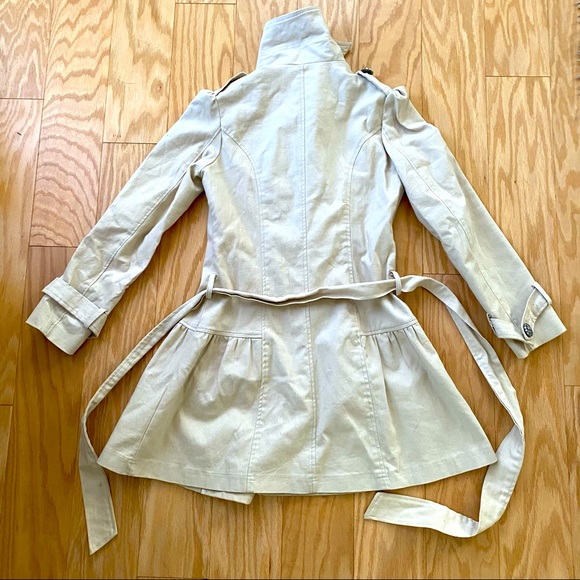 M2M Beige Tan Women’s Small Double Breasted Collared Trench Coat Korean Size 55 - Picture 3 of 12